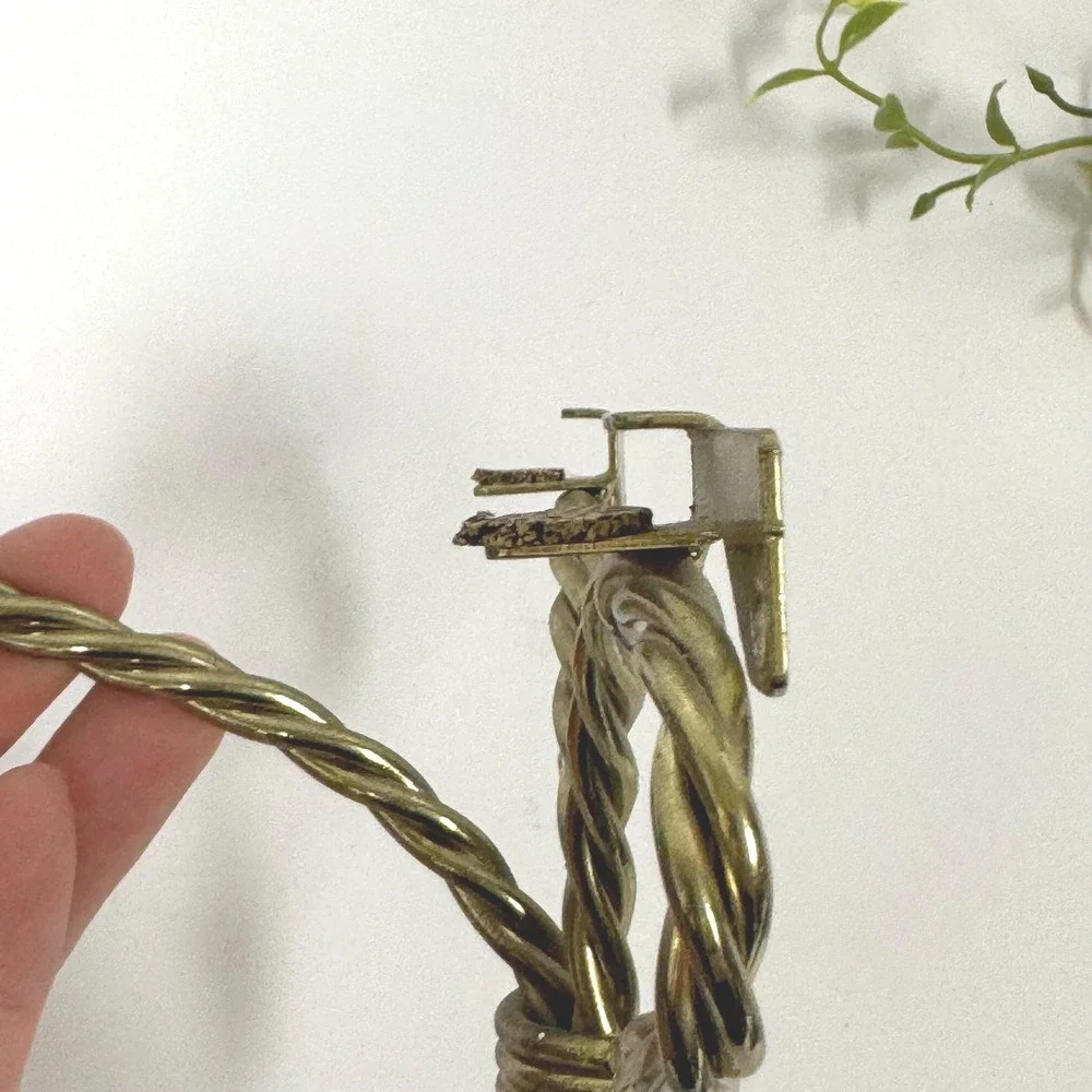 Vintage brass tone twisted rope‎ Wall mount shelf BRACKETS ONLY set of 2